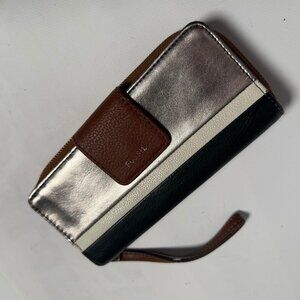 Fossil Madison Zip Clutch – Black Gunmetal